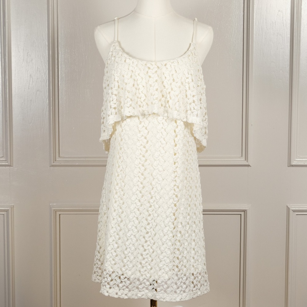 VTG Wet Seal Dress Womens L White Crochet Lace Y2K Cottagecore Festival Boho